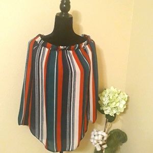 Universal Off the Shoulder striped Flowy shirt